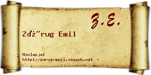 Zárug Emil névjegykártya